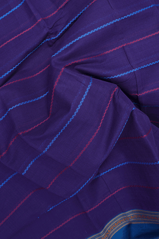 Neli Threadwork Design Royal Blue Chettinadu Cotton Saree