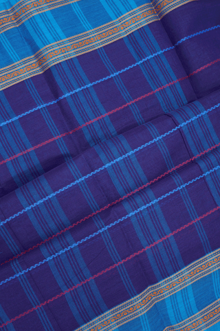 Neli Threadwork Design Royal Blue Chettinadu Cotton Saree
