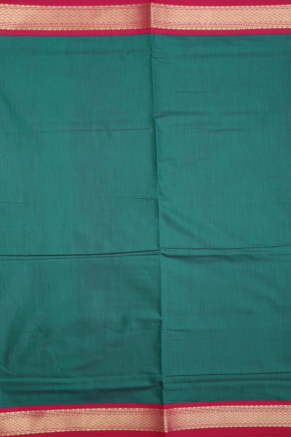 Nine Yards Apoorva Cotton Forest Green With Contrast Border