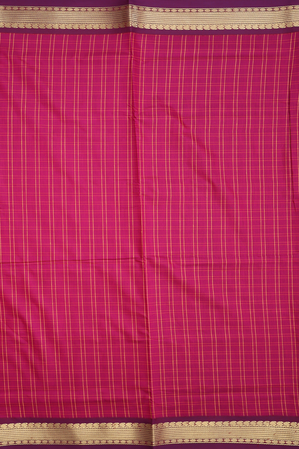 Nine Yards Apoorva Cotton In Berry Purple With Checks Design