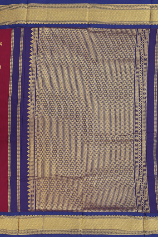 Nine Yards Apoorva Cotton Saree In Red With Zari Buttas