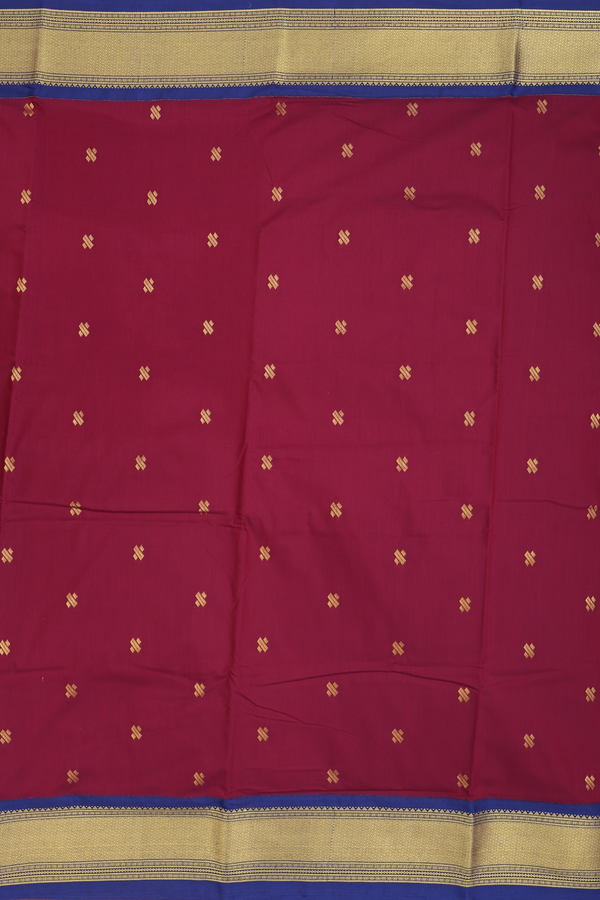 Nine Yards Apoorva Cotton Saree In Red With Zari Buttas