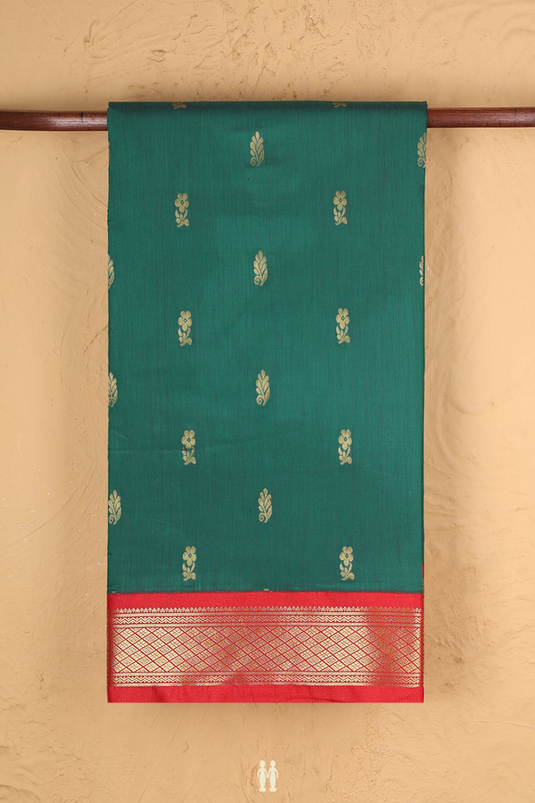 Nine Yards Apoorva Cotton Saree In Green With Floral Buttas