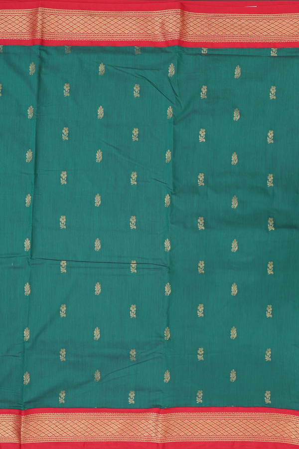 Nine Yards Apoorva Cotton Saree In Green With Floral Buttas