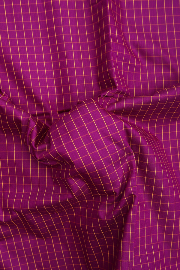 Nine Yards Apoorva Cotton In Grape Purple With Checks Design