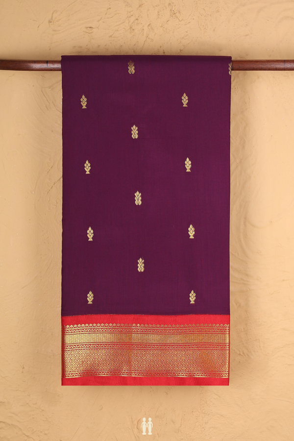 Nine Yards Apoorva Cotton Saree In Purple With Floral Buttas