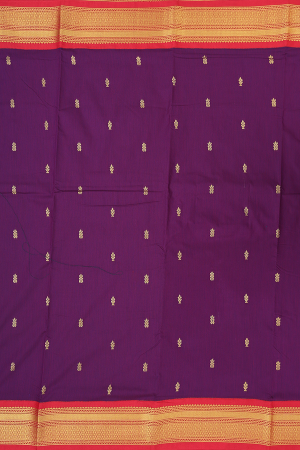 Nine Yards Apoorva Cotton Saree In Purple With Floral Buttas