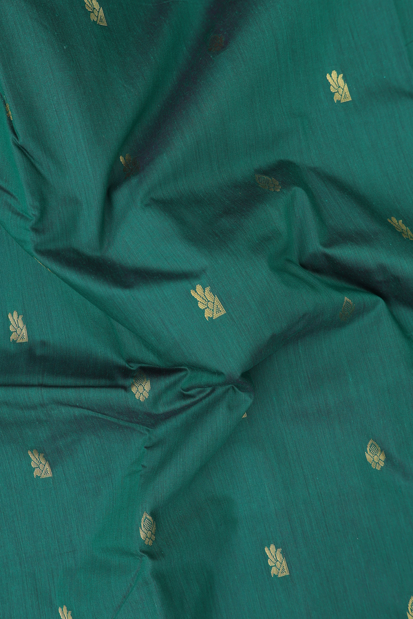 Nine Yards Apoorva Cotton Saree In Green With Zari Buttas