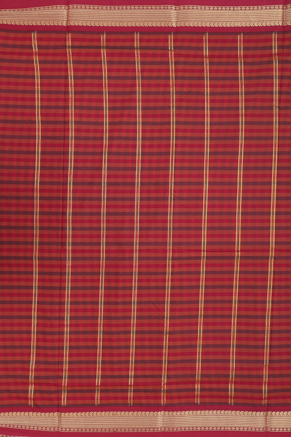 Nine Yards Apoorva Cotton Saree Green And Yellow With Checks