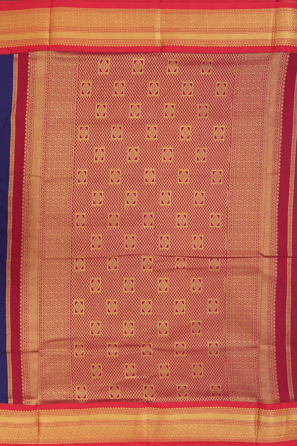 Nine Yards Apoorva Cotton Saree In Navy Blue With Zari Buttas