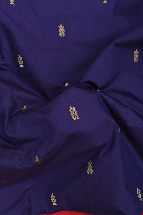 Nine Yards Apoorva Cotton Saree In Navy Blue With Zari Buttas