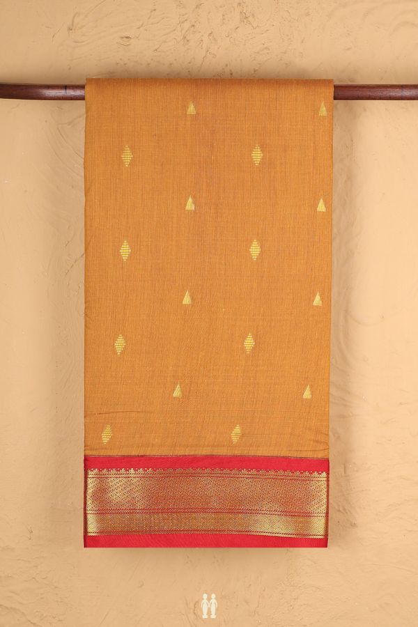 Nine Yards Apoorva Cotton Saree In Orange With Zari Buttas
