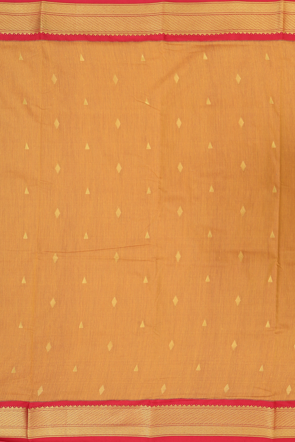 Nine Yards Apoorva Cotton Saree In Orange With Zari Buttas