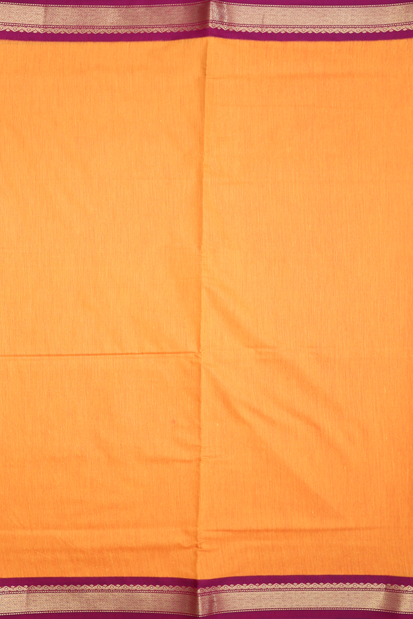 Nine Yards Apoorva Cotton In Orange With Contrast Border