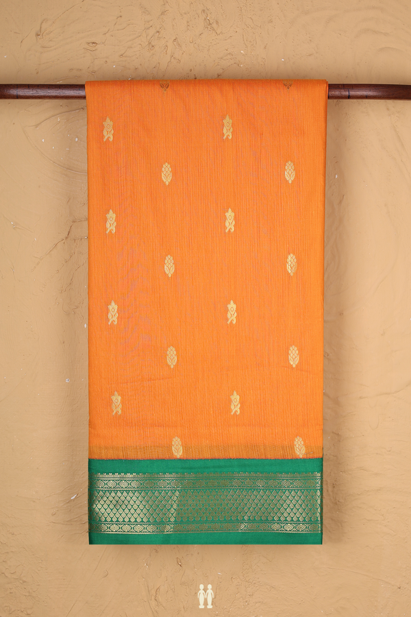 Nine Yards Apoorva Cotton In Orange With Floral Buttas