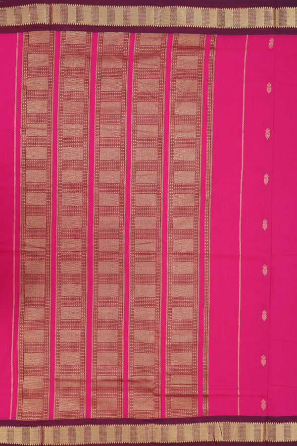 Nine Yards Apoorva Cotton Saree In Rani Pink With Zari Buttas