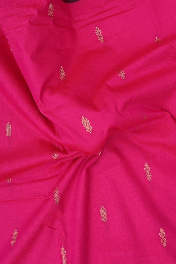 Nine Yards Apoorva Cotton Saree In Rani Pink With Zari Buttas