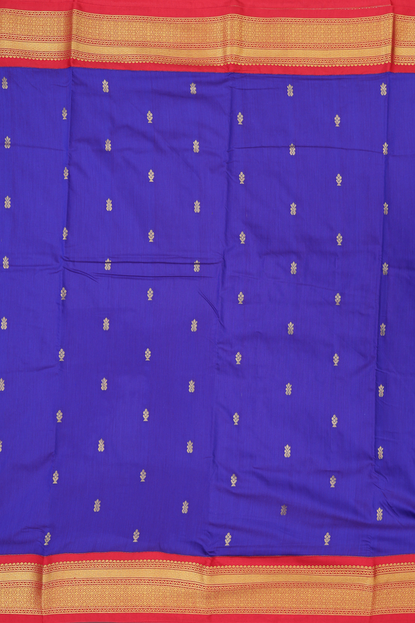 Nine Yards Apoorva Cotton saree In Blue With Floral Buttas