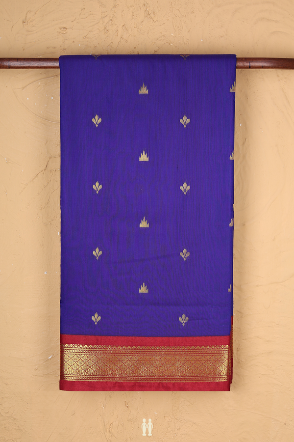 Nine Yards Apoorva Cotton In Royal Blue With Zari Buttas