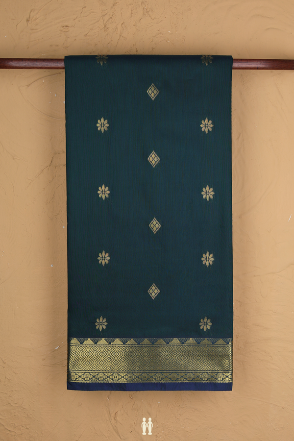 Nine Yards Apoorva Cotton Saree Dark Green With Zari Buttas