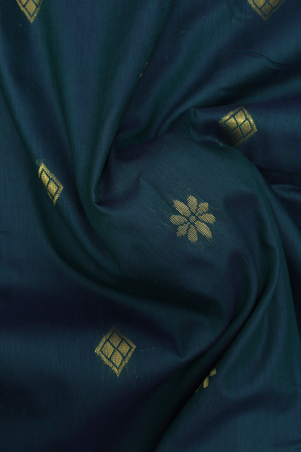 Nine Yards Apoorva Cotton Saree Dark Green With Zari Buttas