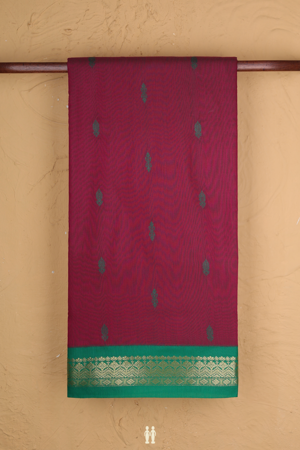 Nine Yards Apoorva Cotton Saree Dual Tone With Threadwork Buttas