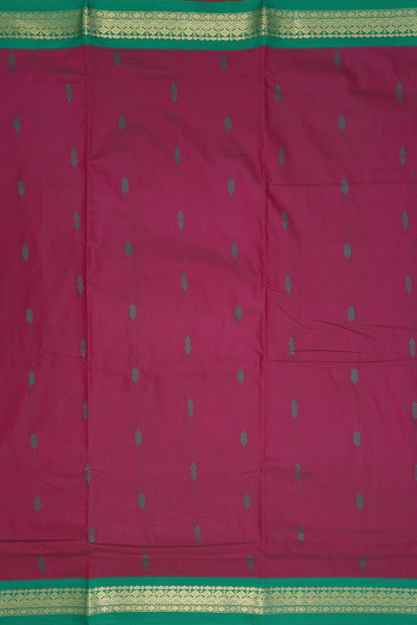 Nine Yards Apoorva Cotton Saree Dual Tone With Threadwork Buttas