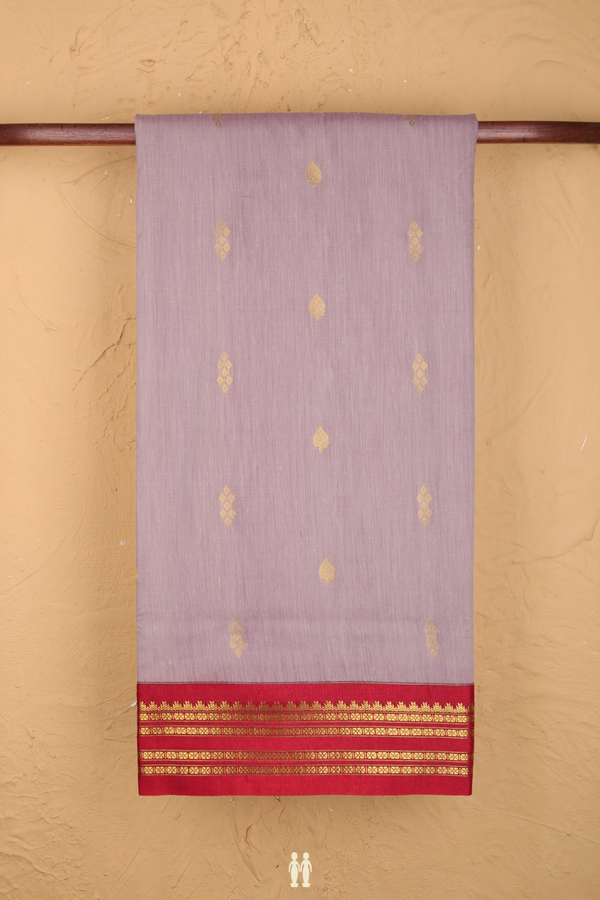 Nine Yards Apoorva Cotton Saree Dusty Grape With Zari Buttas
