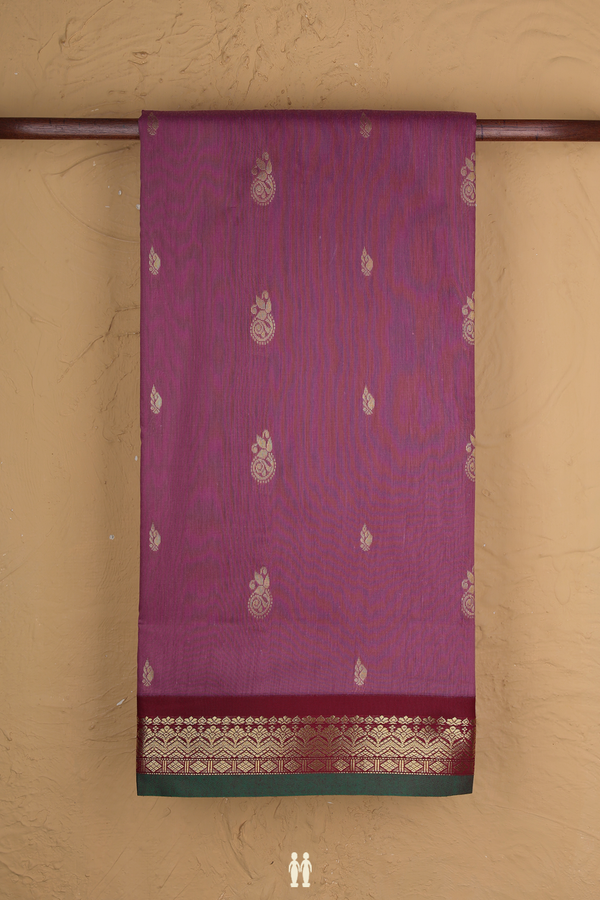 Nine Yards Apoorva Cotton Saree Dusty Purple With Zari Buttas