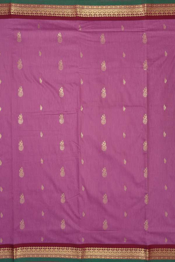 Nine Yards Apoorva Cotton Saree Dusty Purple With Zari Buttas