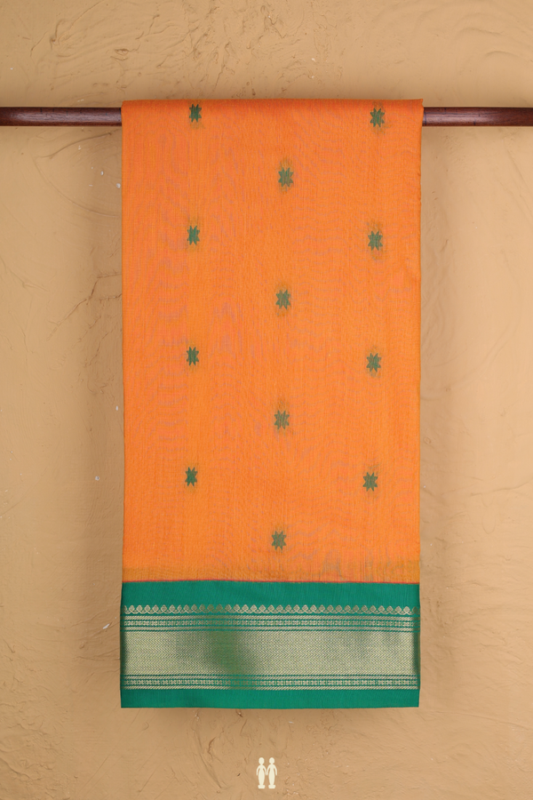 Nine Yards Apoorva Cotton Saree In Orange With Floral Buttas