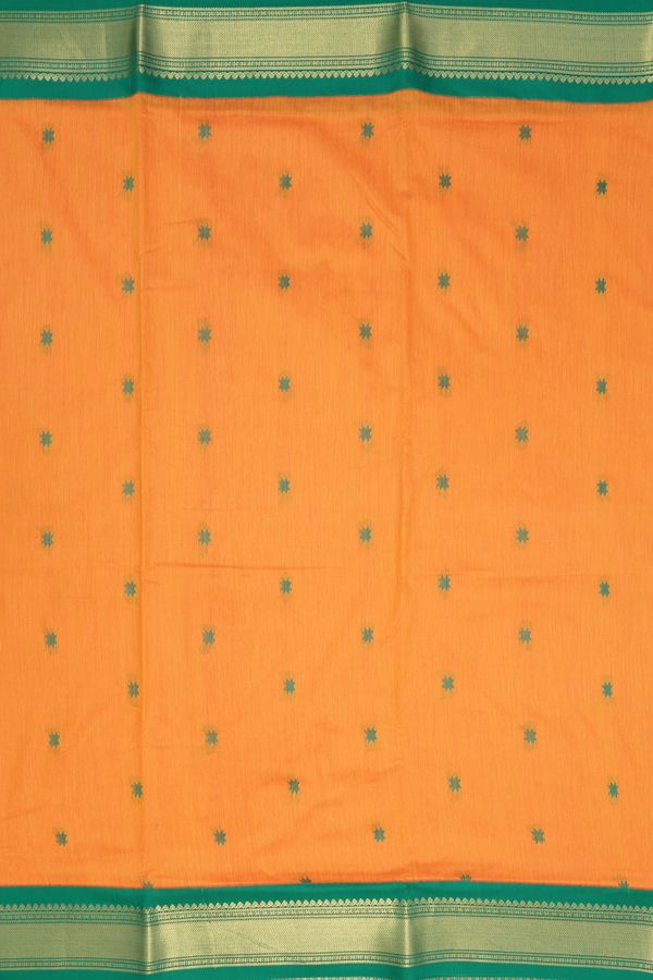 Nine Yards Apoorva Cotton Saree In Orange With Floral Buttas