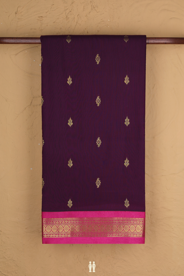 Nine Yards Apoorva Cotton Saree In Purple With Floral Buttas