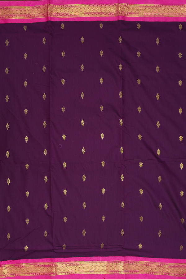 Nine Yards Apoorva Cotton Saree In Purple With Floral Buttas