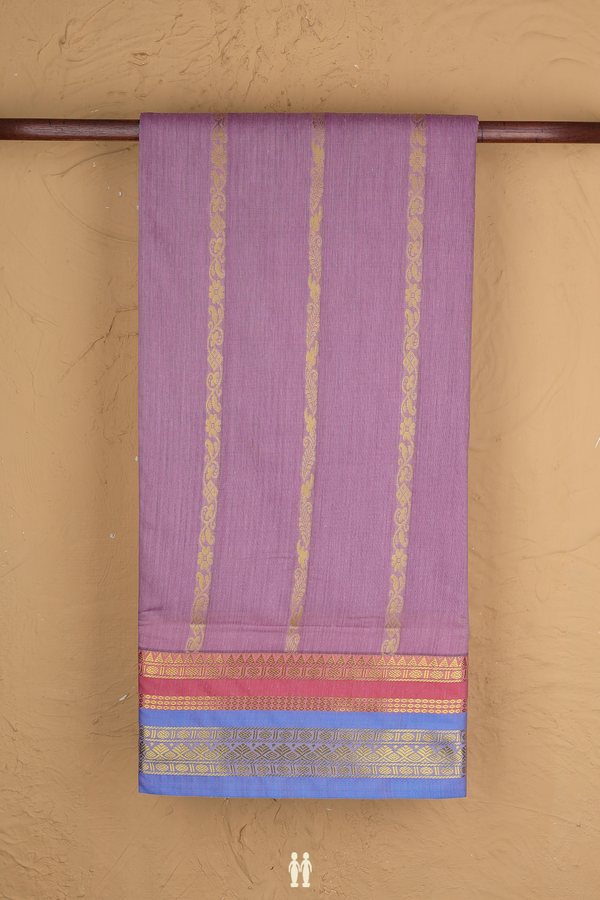 Nine Yards Apoorva Cotton Saree In Purple With Stripes Design