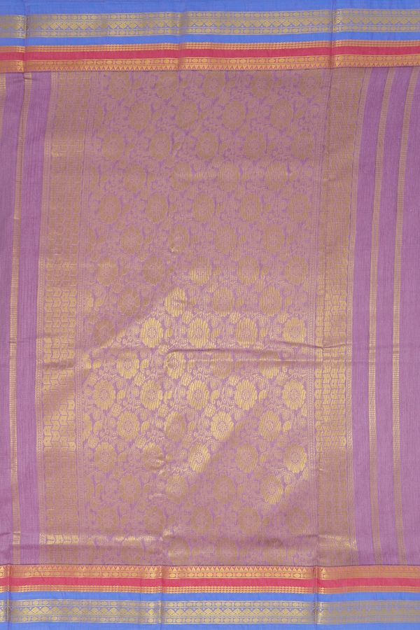 Nine Yards Apoorva Cotton Saree In Purple With Stripes Design