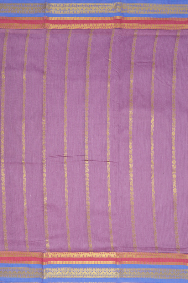 Nine Yards Apoorva Cotton Saree In Purple With Stripes Design