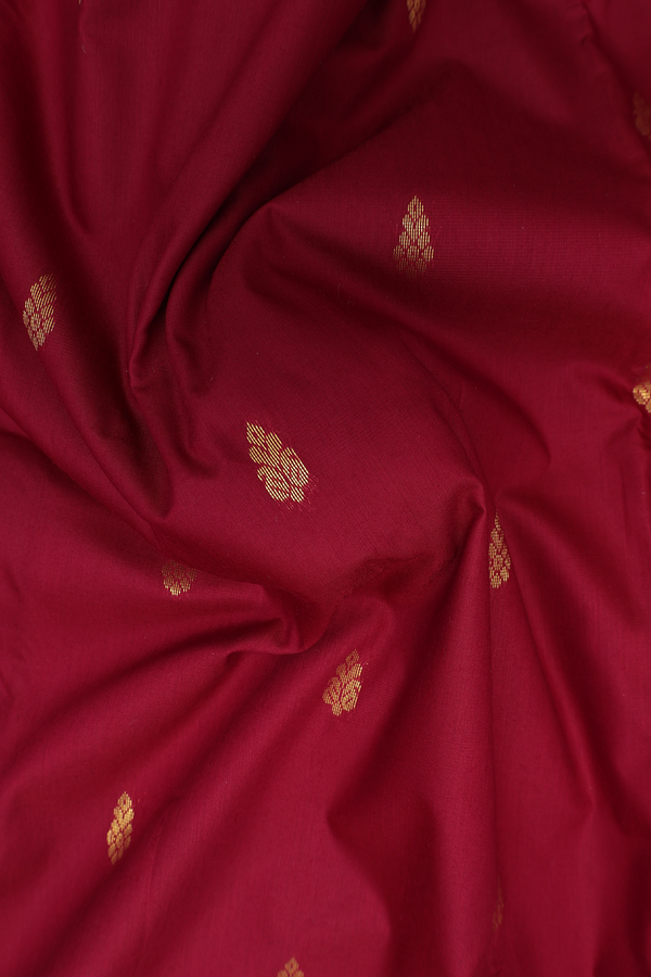 Nine Yards Apoorva Cotton Saree In Ruby Red With Zari Buttas