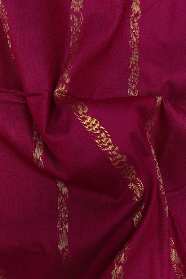 Nine Yards Apoorva Cotton Saree Magenta With Stripes Design