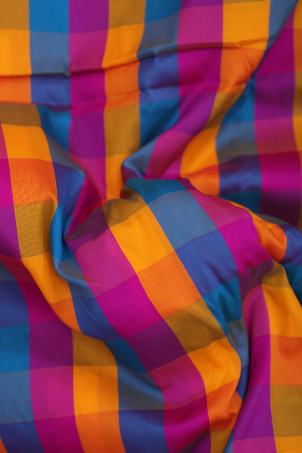 Nine Yards Apoorva Cotton Saree Multicolor With Checks Design
