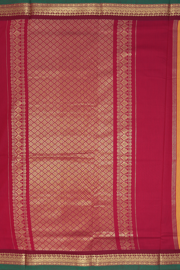 Nine Yards Apoorva Cotton Saree Ochre Orange With Zari Buttas