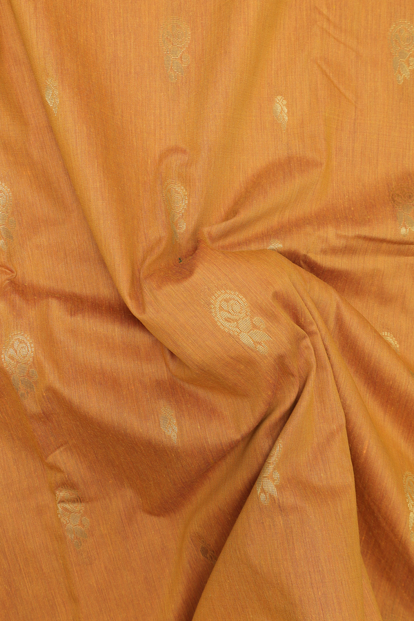 Nine Yards Apoorva Cotton Saree Ochre Orange With Zari Buttas