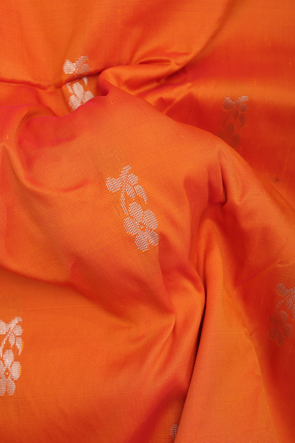 Nine Yards Apoorva Cotton Saree Orange With Floral Buttas