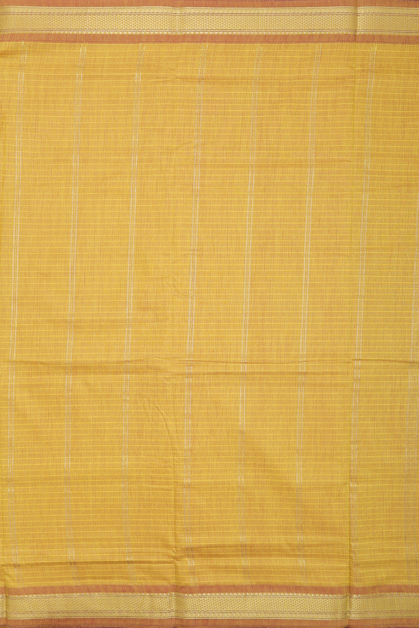 Nine Yards Apoorva Cotton Saree Yellow With Checks Design
