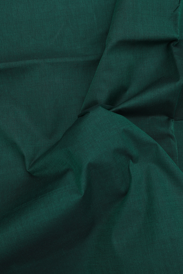 Nine Yards Cotton Saree Forest Green With Threadwork Border