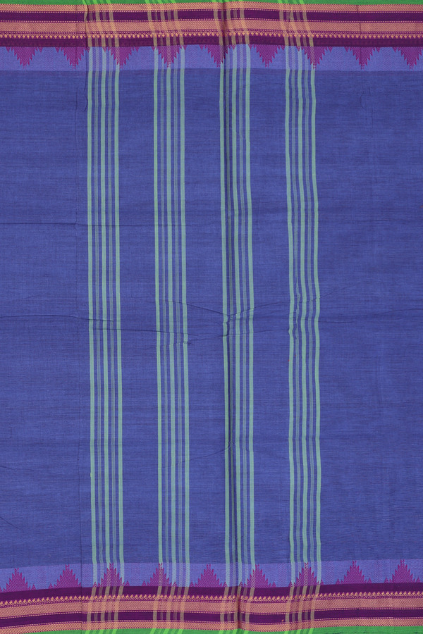 Nine Yards Cotton Saree In Blue With Zari Border