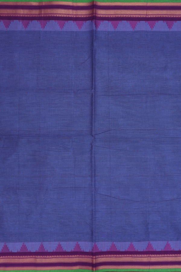 Nine Yards Cotton Saree In Blue With Zari Border