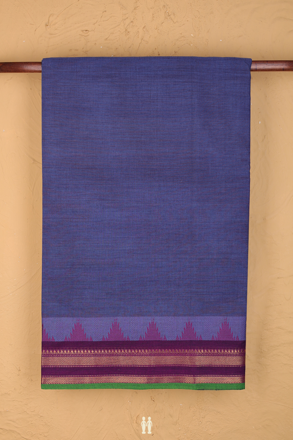 Nine Yards Cotton Saree In Blue With Zari Border