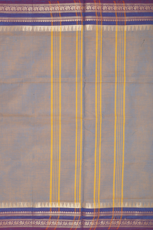 Nine Yards Cotton Saree In Dual Tone With Contrast Border