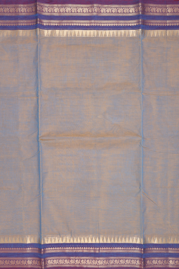 Nine Yards Cotton Saree In Dual Tone With Contrast Border